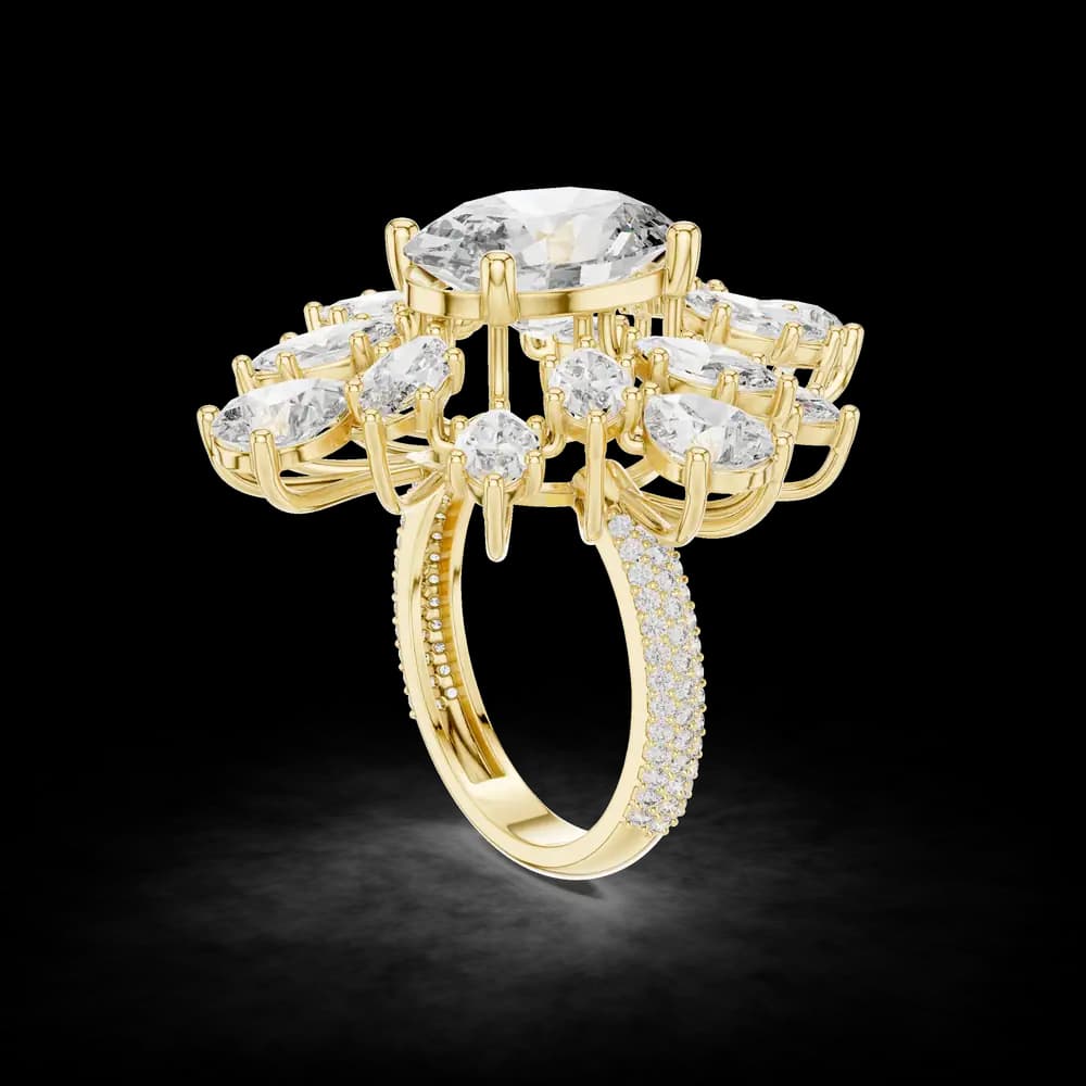 Luxury Oval Cluster Halo Diamond Bridal Ring - Image 4 Luxury Oval Cluster Halo Diamond Bridal Ring, view 4 of 6