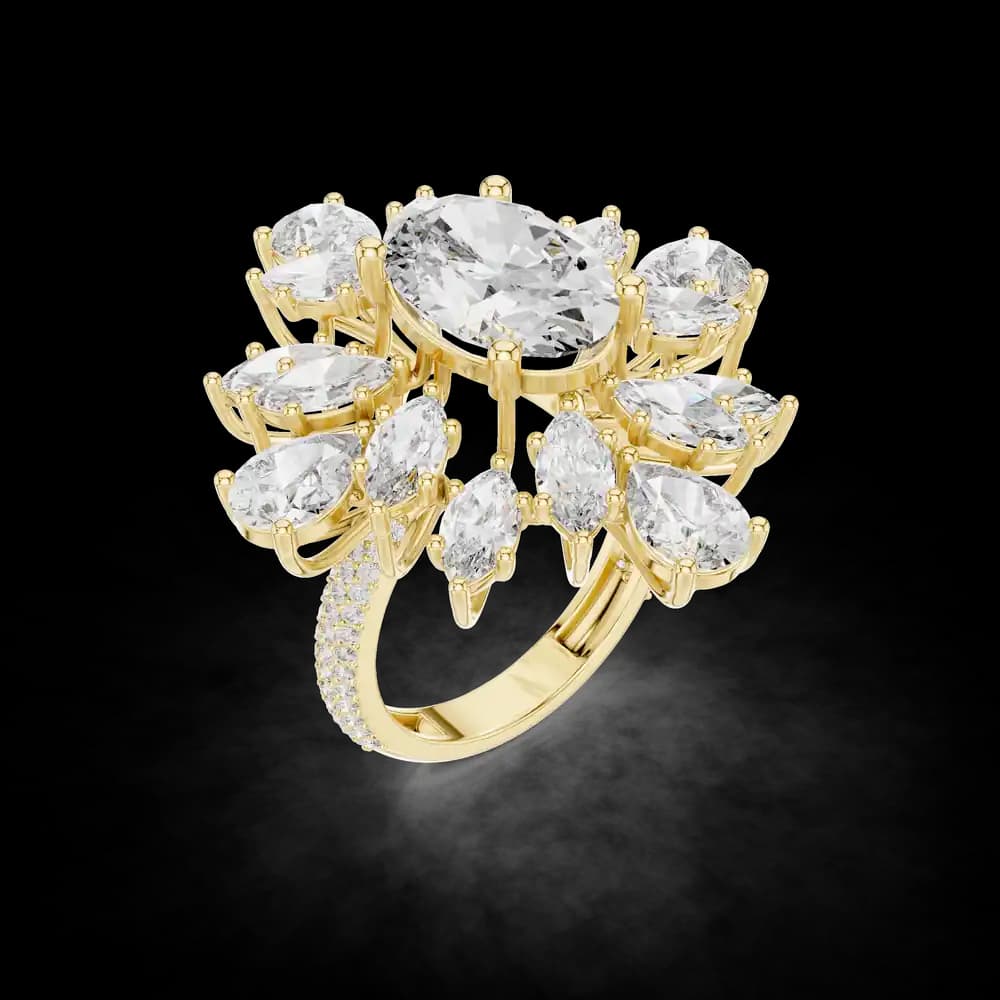 Luxury Oval Cluster Halo Diamond Bridal Ring - Image 5 Luxury Oval Cluster Halo Diamond Bridal Ring, view 5 of 6