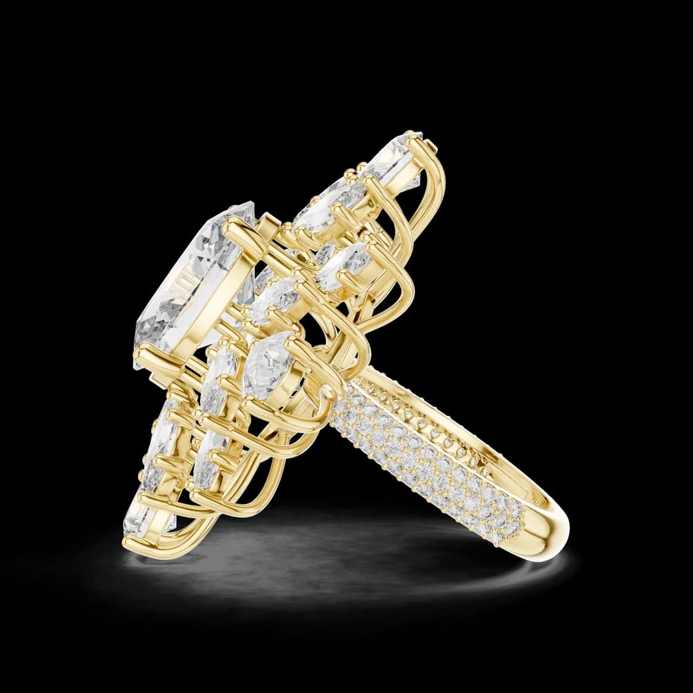 Luxury Oval Cluster Halo Diamond Bridal Ring - Image 6 Luxury Oval Cluster Halo Diamond Bridal Ring, view 6 of 6