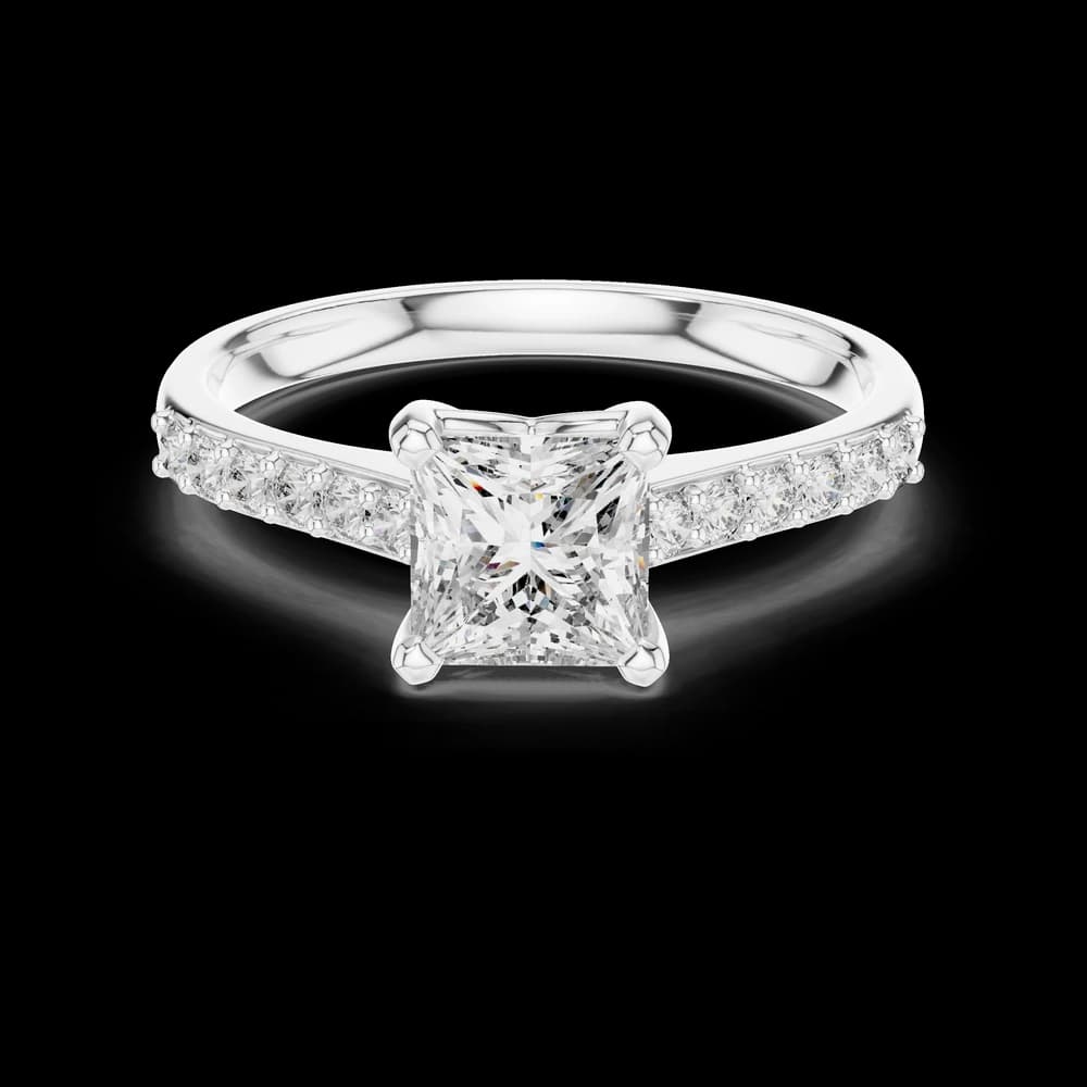 Elegant Princess Pavé Lab Grown Diamond Ring - Image 2 Elegant Princess Pavé Lab Grown Diamond Ring, view 2 of 6
