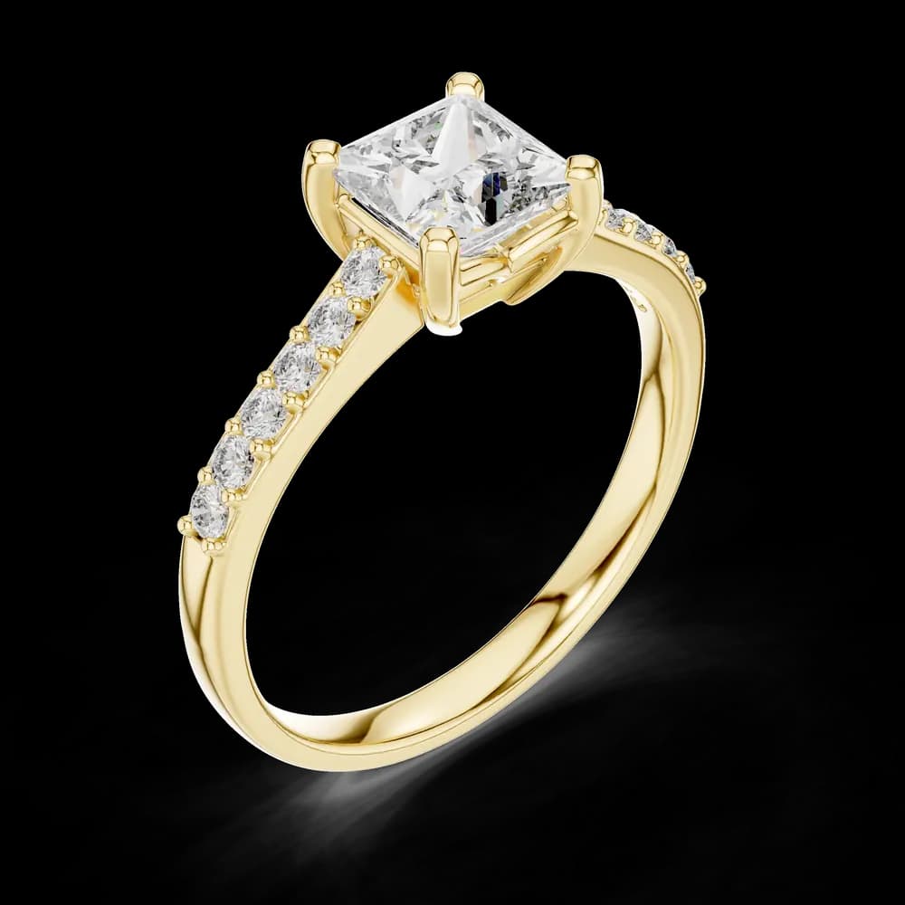 Elegant Princess Pavé Lab Grown Diamond Ring - Image 5 Elegant Princess Pavé Lab Grown Diamond Ring, view 5 of 6