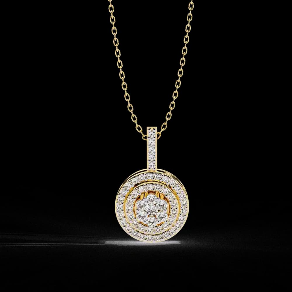 Double Halo Lab Grown Diamond Circle Pendant - Image 10 Double Halo Lab Grown Diamond Circle Pendant, view 10 of 22