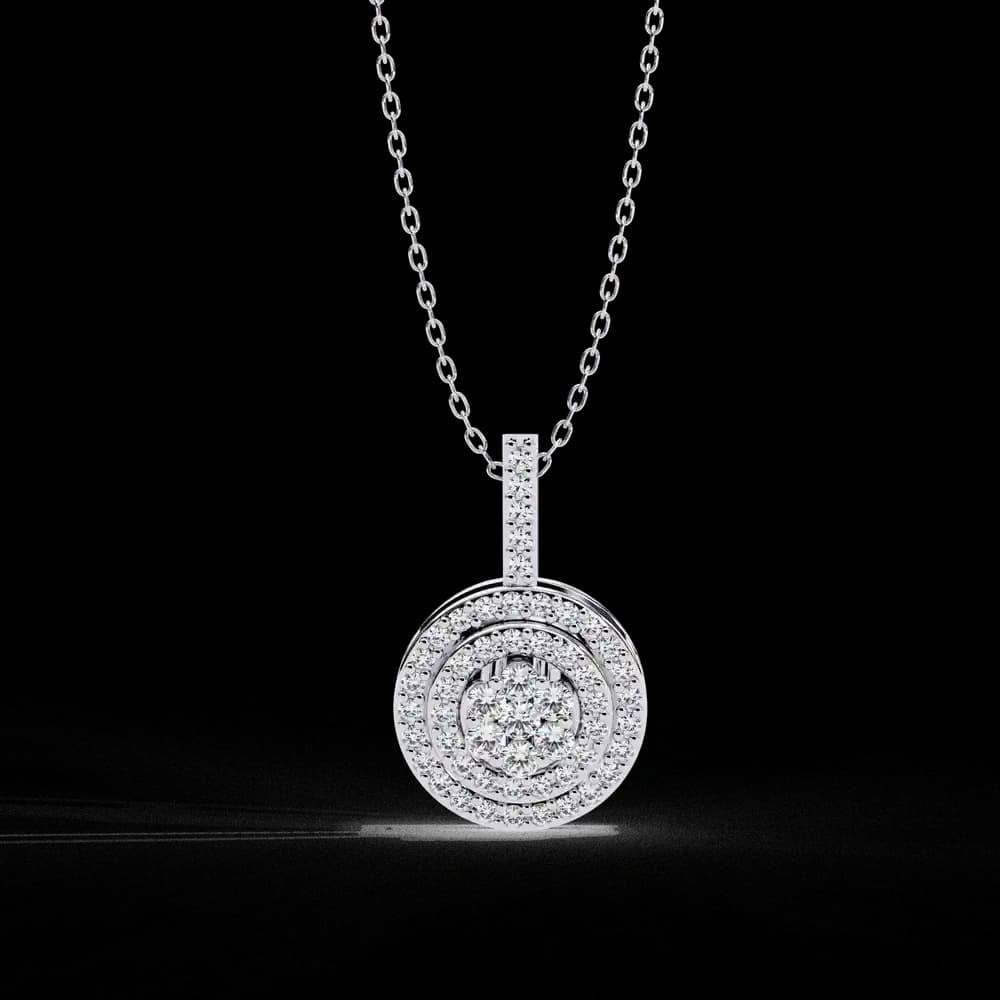 Double Halo Lab Grown Diamond Circle Pendant - Image 13 Double Halo Lab Grown Diamond Circle Pendant, view 13 of 22