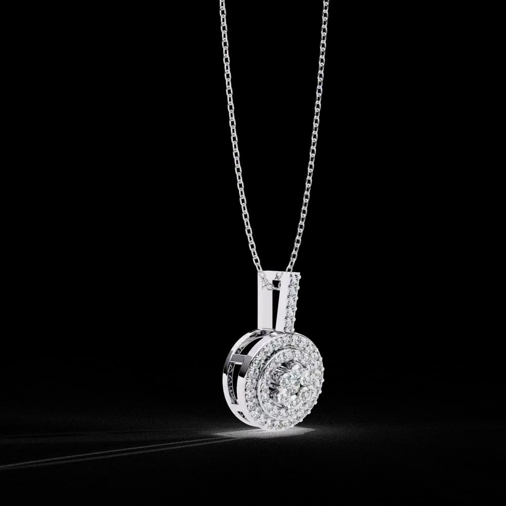 Double Halo Lab Grown Diamond Circle Pendant - Image 14 Double Halo Lab Grown Diamond Circle Pendant, view 14 of 22