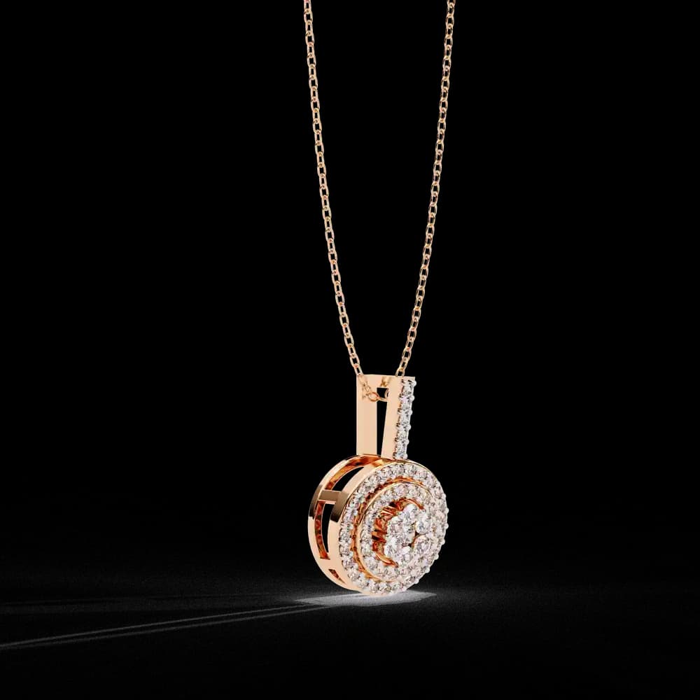 Double Halo Lab Grown Diamond Circle Pendant - Image 15 Double Halo Lab Grown Diamond Circle Pendant, view 15 of 22