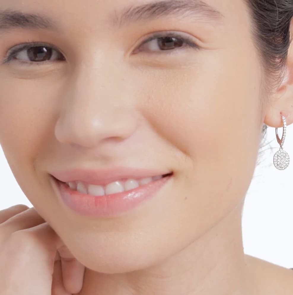 Double Halo Oval Lab Grown Diamond Drop Earrings - Image 2 Double Halo Oval Lab Grown Diamond Drop Earrings, view 2 of 3