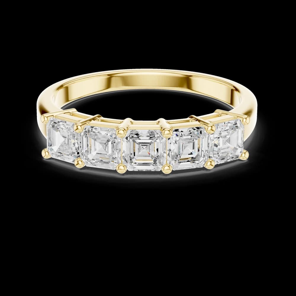 Five-Stone Asscher Cut Lab Grown Diamond Ring - Image 3 Five-Stone Asscher Cut Lab Grown Diamond Ring, view 3 of 6