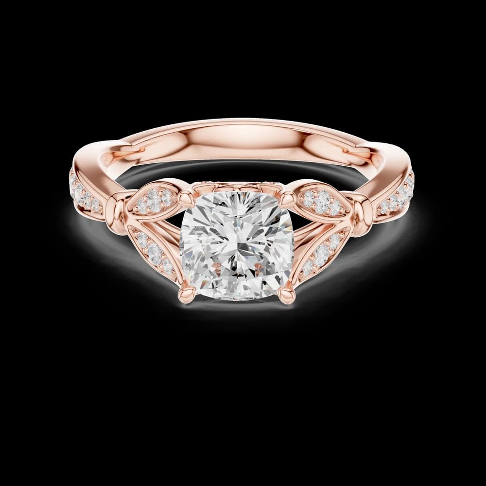 Cushion Cut Filigree Nature Inspired Lab Grown Diamond Ring - Image 1 Cushion Cut Filigree Nature Inspired Lab Grown Diamond Ring, view 1 of 6