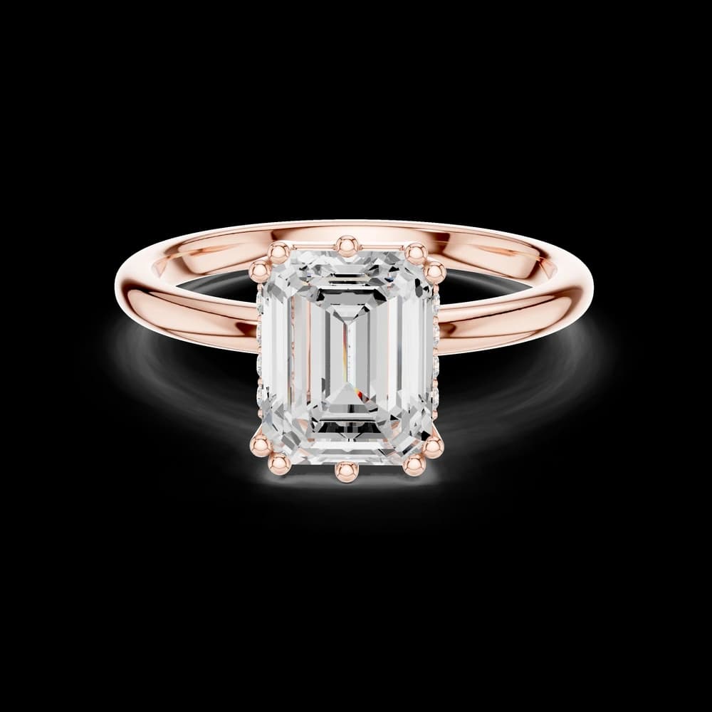 Multi Prong Emerald Lab Grown Hidden Halo Diamond Ring - Image 1 Multi Prong Emerald Lab Grown Hidden Halo Diamond Ring, view 1 of 6