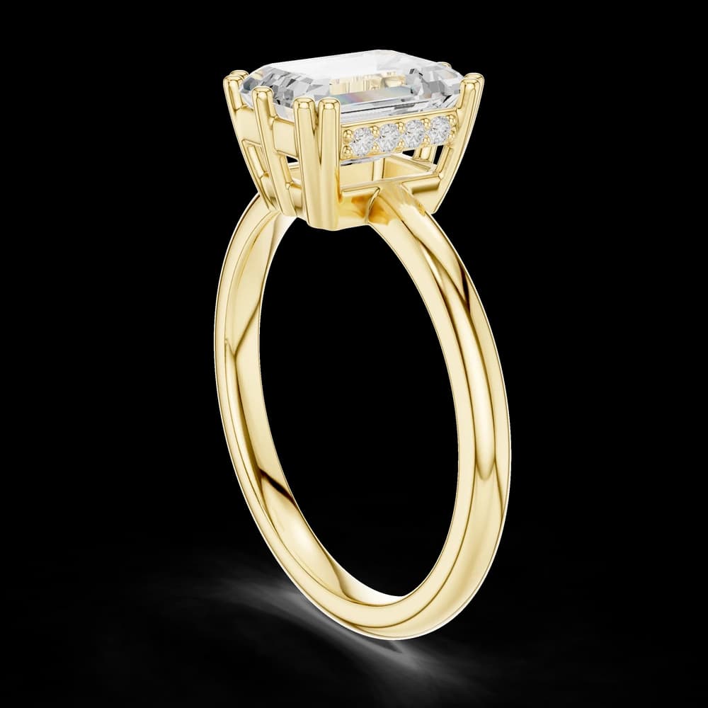 Multi Prong Emerald Lab Grown Hidden Halo Diamond Ring - Image 4 Multi Prong Emerald Lab Grown Hidden Halo Diamond Ring, view 4 of 6