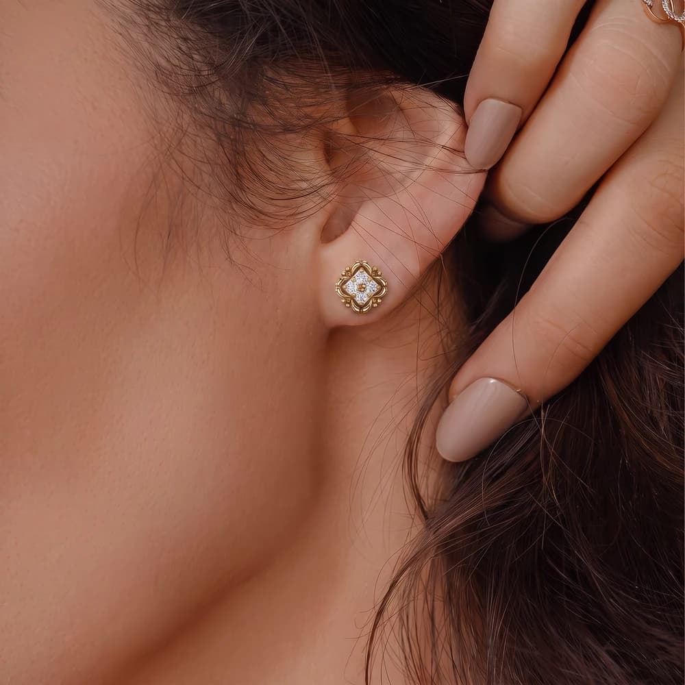 The Vintage Quad Cluster Stud Earrings - Image 1 The Vintage Quad Cluster Stud Earrings, view 1 of 6