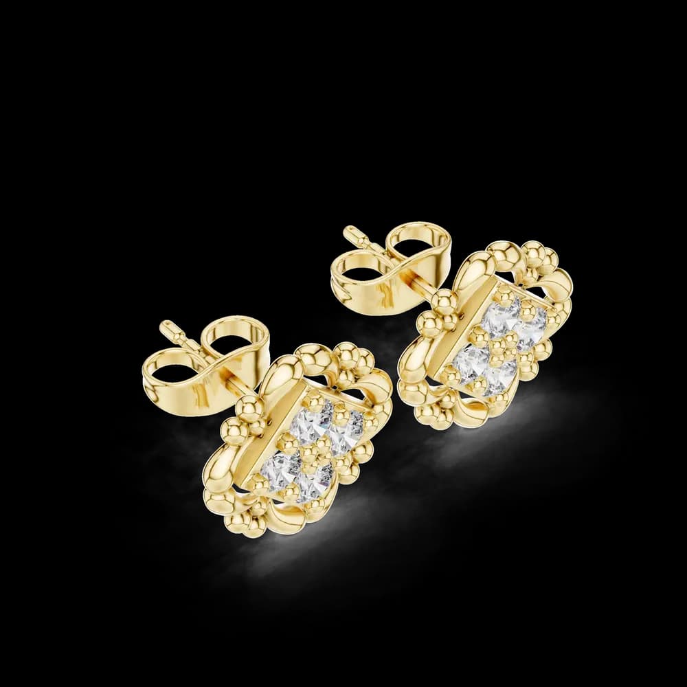 The Vintage Quad Cluster Stud Earrings - Image 5 The Vintage Quad Cluster Stud Earrings, view 5 of 6