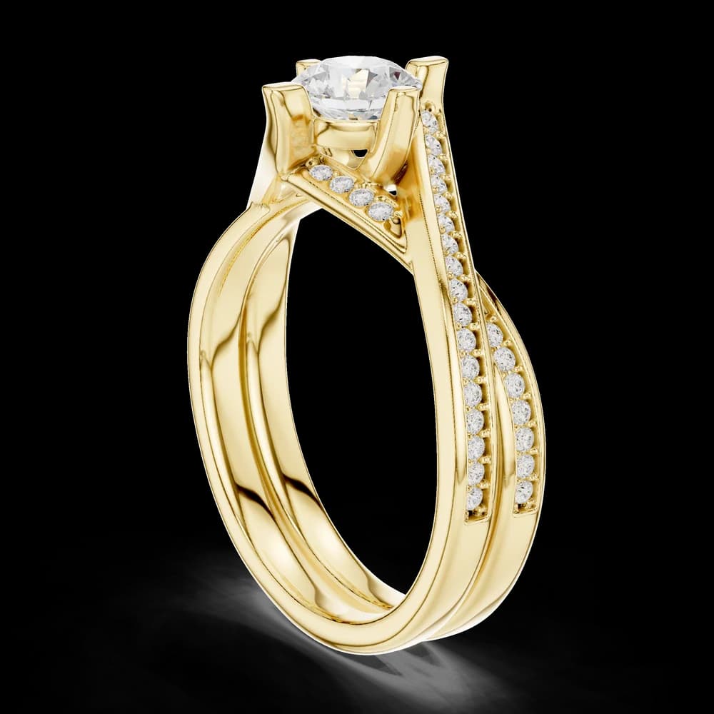 Round Tension Bypass Pavé Lab grown Diamond Ring - Image 4 Round Tension Bypass Pavé Lab grown Diamond Ring, view 4 of 6