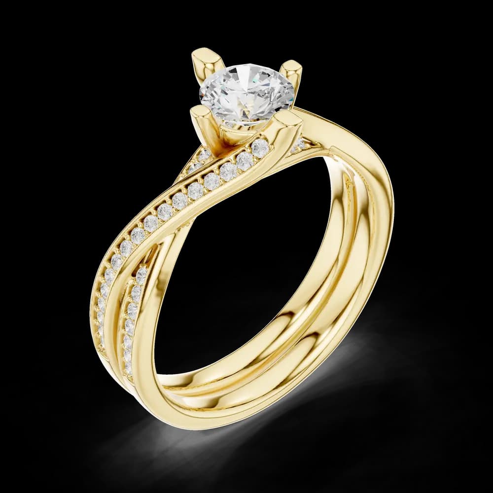 Round Tension Bypass Pavé Lab grown Diamond Ring - Image 5 Round Tension Bypass Pavé Lab grown Diamond Ring, view 5 of 6