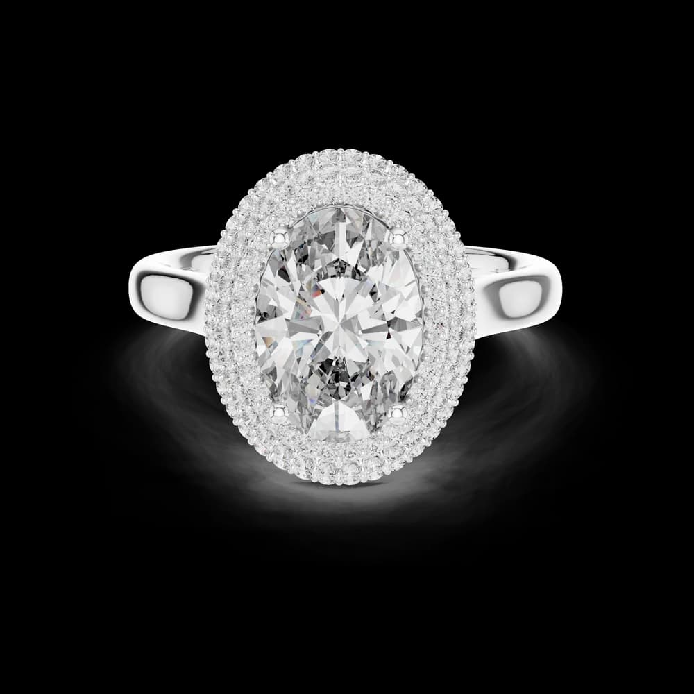 Double Halo Oval Cut Lab Grown Diamond Ring - Image 2 Double Halo Oval Cut Lab Grown Diamond Ring, view 2 of 6