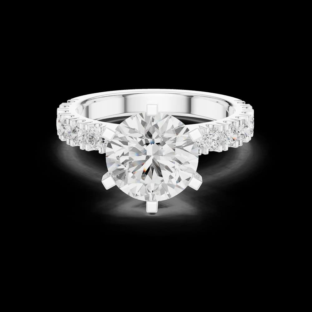 Square Prong Round Diamond Ring with Accent Band - Image 2 Square Prong Round Diamond Ring with Accent Band, view 2 of 6