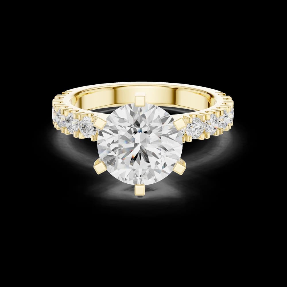 Square Prong Round Diamond Ring with Accent Band - Image 3 Square Prong Round Diamond Ring with Accent Band, view 3 of 6