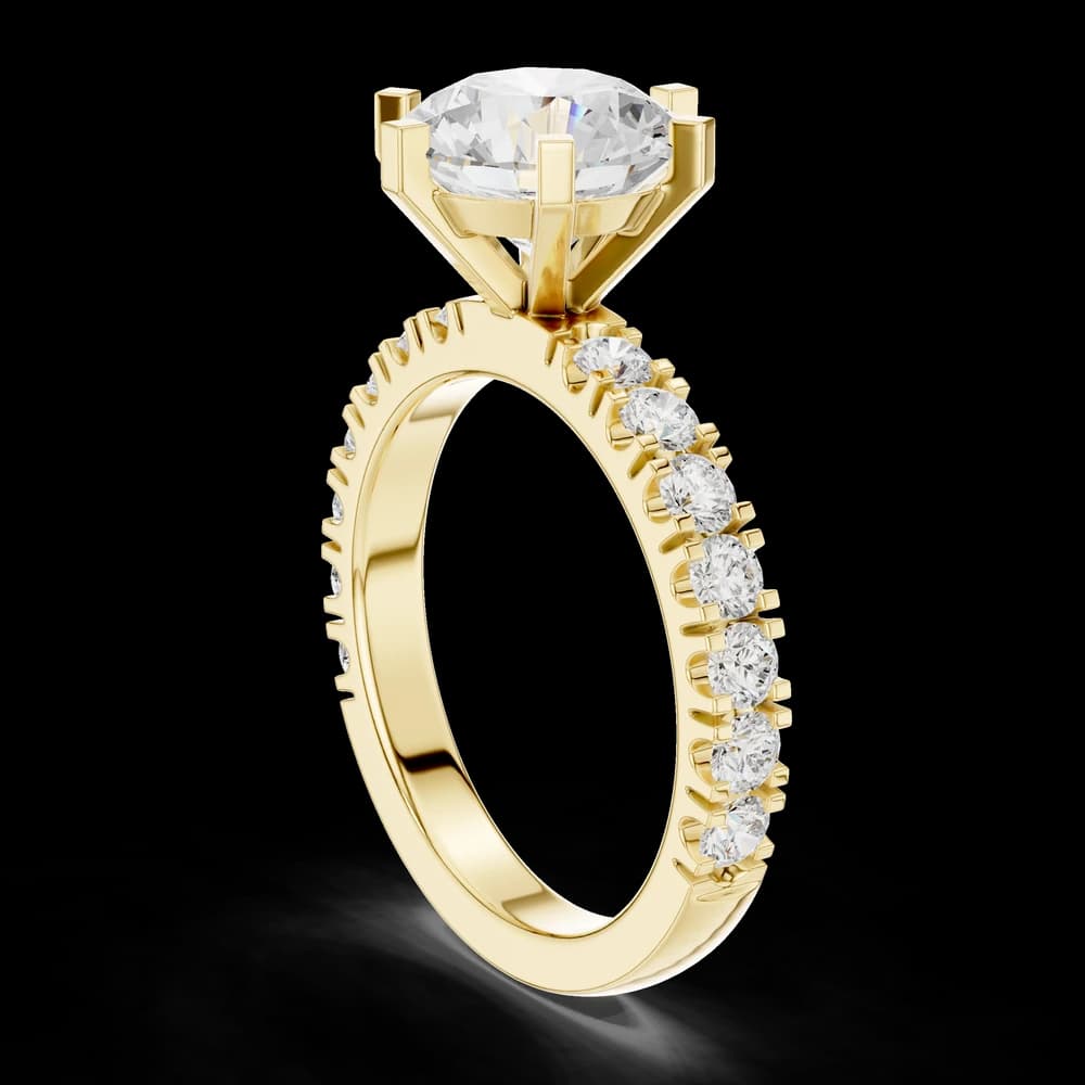 Square Prong Round Diamond Ring with Accent Band - Image 4 Square Prong Round Diamond Ring with Accent Band, view 4 of 6