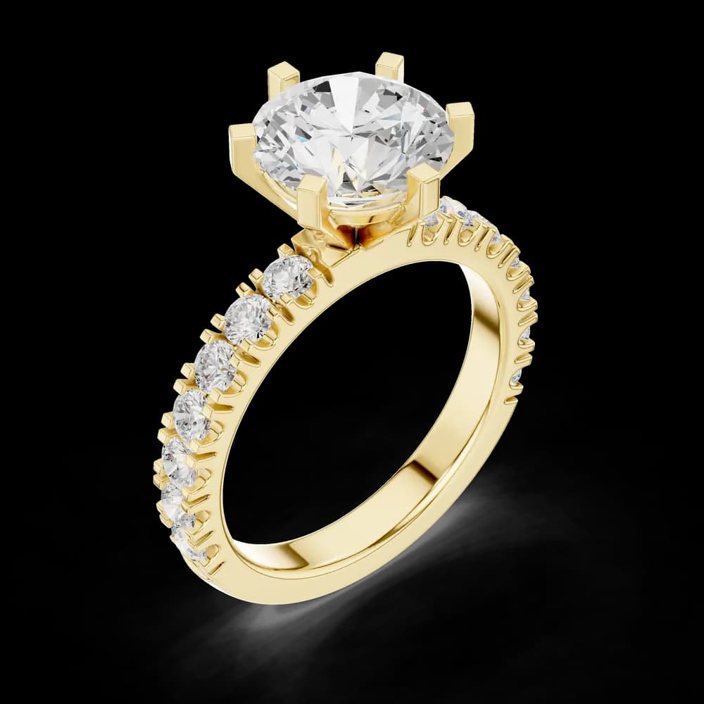 Square Prong Round Diamond Ring with Accent Band - Image 5 Square Prong Round Diamond Ring with Accent Band, view 5 of 6