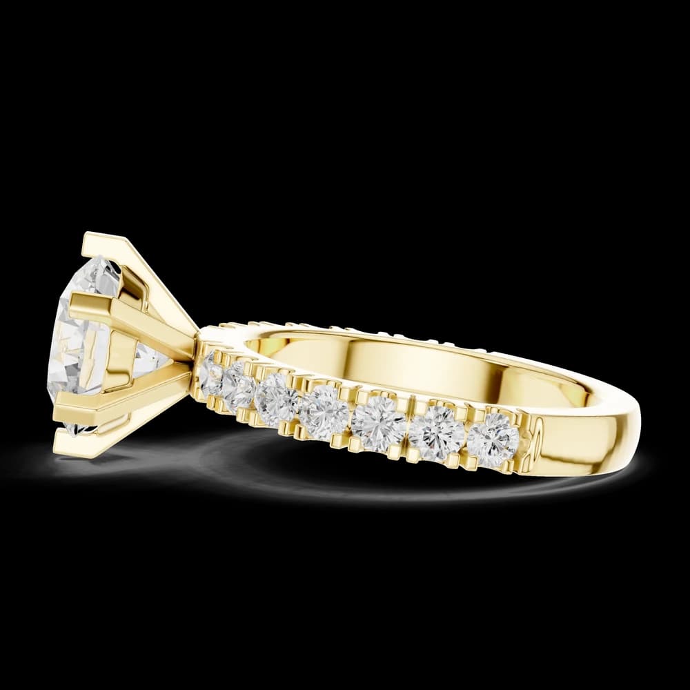 Square Prong Round Diamond Ring with Accent Band - Image 6 Square Prong Round Diamond Ring with Accent Band, view 6 of 6