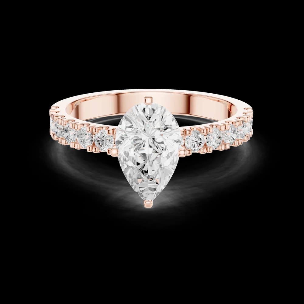 Pear Cut Pavé Band Lab Grown Diamond Ring - Image 1 Pear Cut Pavé Band Lab Grown Diamond Ring, view 1 of 6