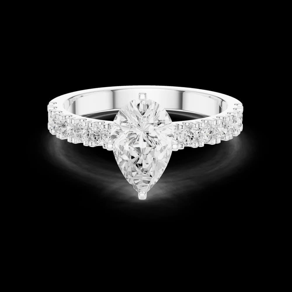 Pear Cut Pavé Band Lab Grown Diamond Ring - Image 2 Pear Cut Pavé Band Lab Grown Diamond Ring, view 2 of 6