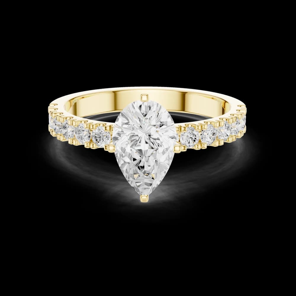 Pear Cut Pavé Band Lab Grown Diamond Ring - Image 3 Pear Cut Pavé Band Lab Grown Diamond Ring, view 3 of 6