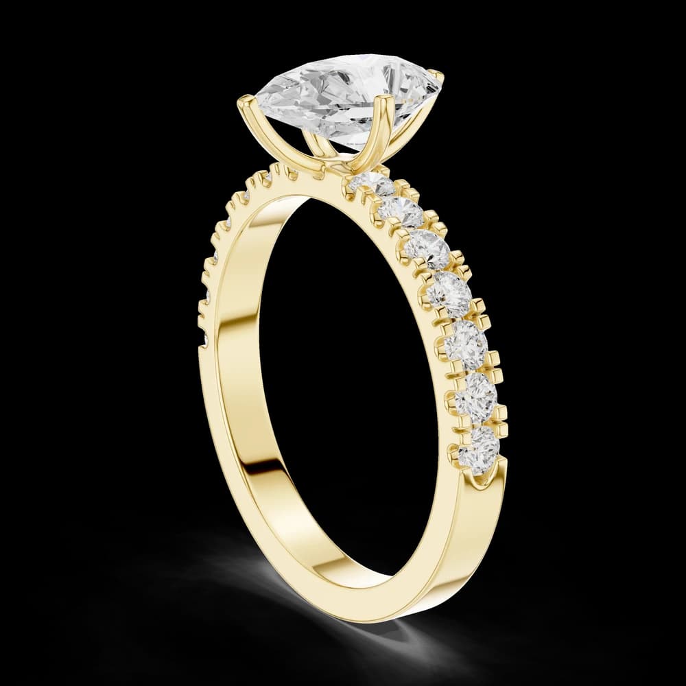 Pear Cut Pavé Band Lab Grown Diamond Ring - Image 4 Pear Cut Pavé Band Lab Grown Diamond Ring, view 4 of 6