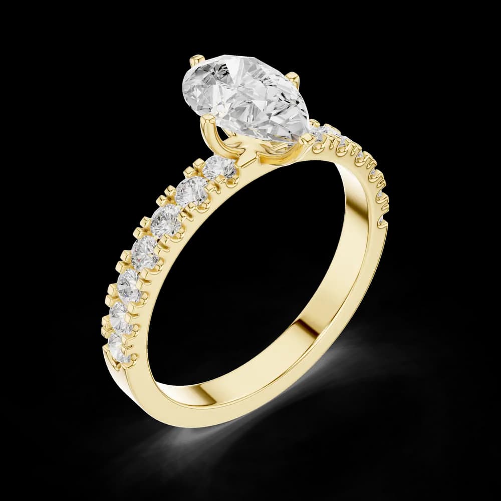 Pear Cut Pavé Band Lab Grown Diamond Ring - Image 5 Pear Cut Pavé Band Lab Grown Diamond Ring, view 5 of 6