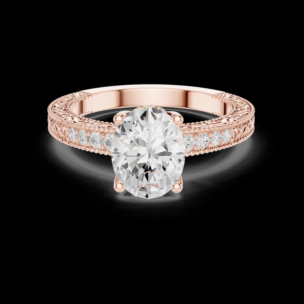 Oval Cut Filigree Vintage Style Lab Grown Diamond Ring - Image 1 Oval Cut Filigree Vintage Style Lab Grown Diamond Ring, view 1 of 6