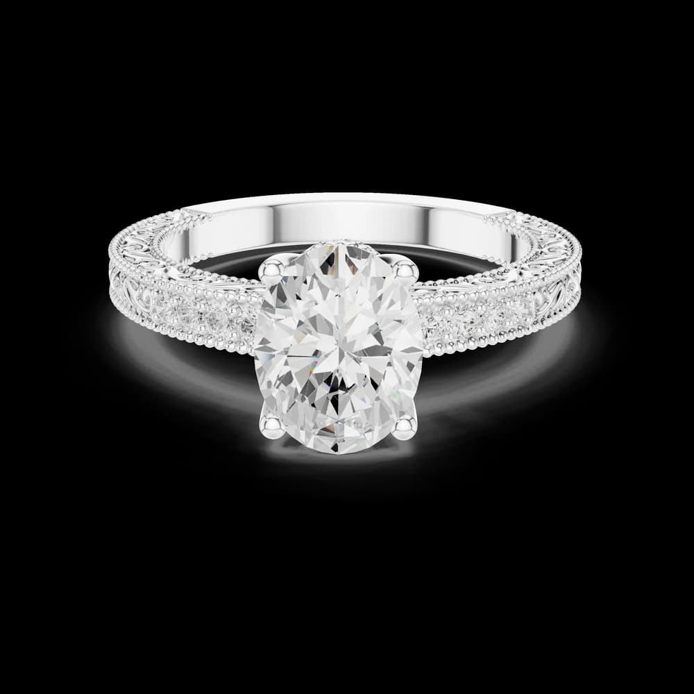 Oval Cut Filigree Vintage Style Lab Grown Diamond Ring - Image 2 Oval Cut Filigree Vintage Style Lab Grown Diamond Ring, view 2 of 6