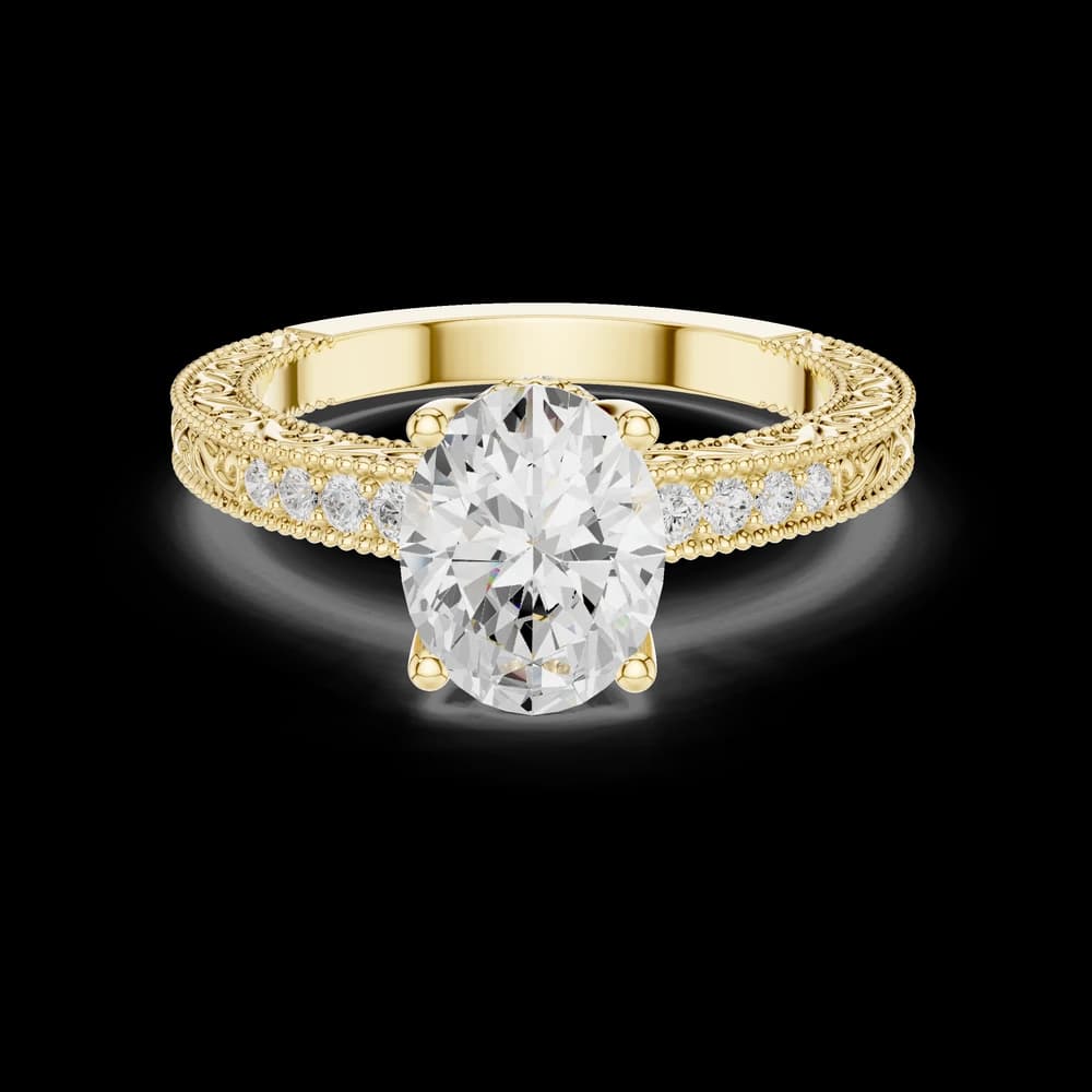 Oval Cut Filigree Vintage Style Lab Grown Diamond Ring - Image 3 Oval Cut Filigree Vintage Style Lab Grown Diamond Ring, view 3 of 6