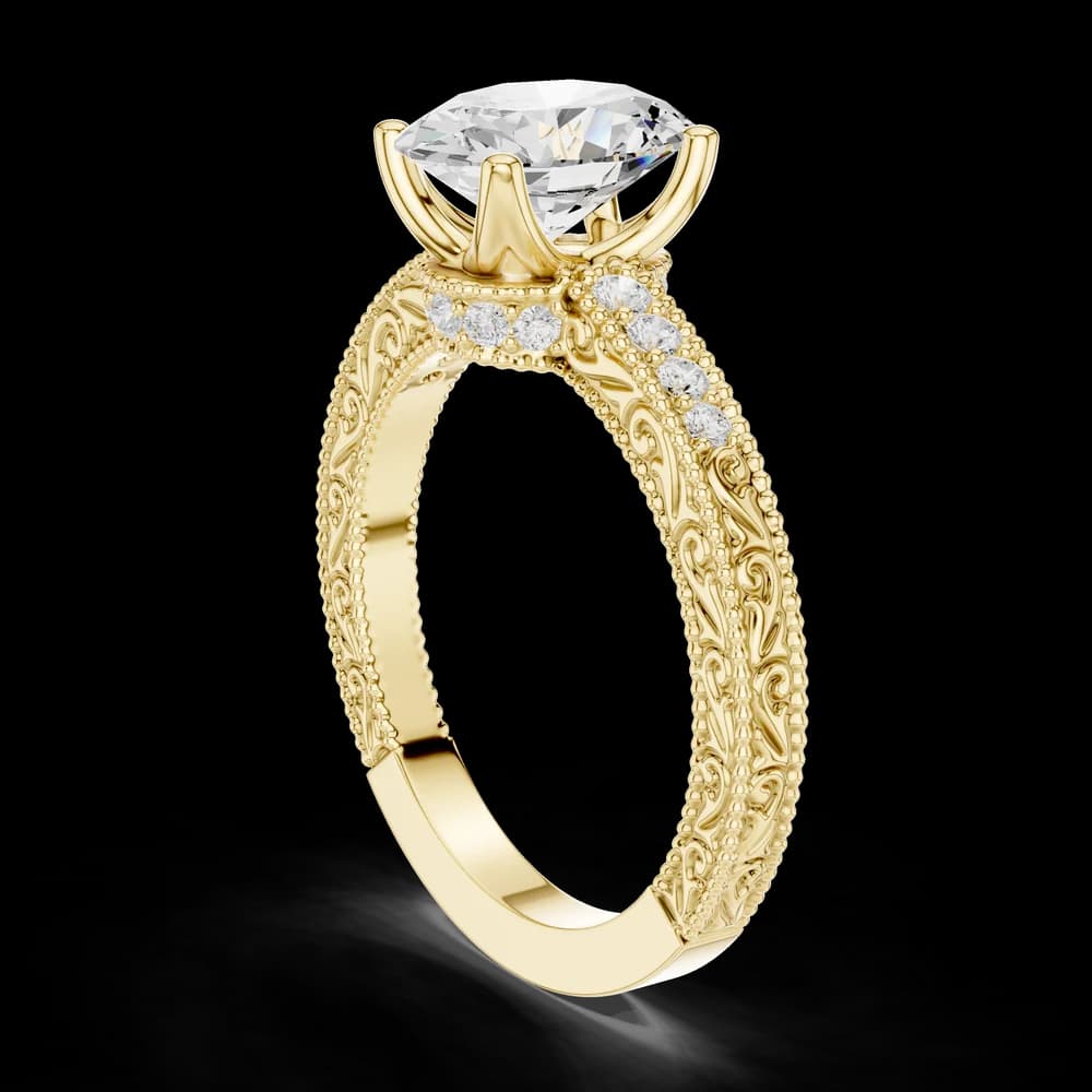 Oval Cut Filigree Vintage Style Lab Grown Diamond Ring - Image 4 Oval Cut Filigree Vintage Style Lab Grown Diamond Ring, view 4 of 6