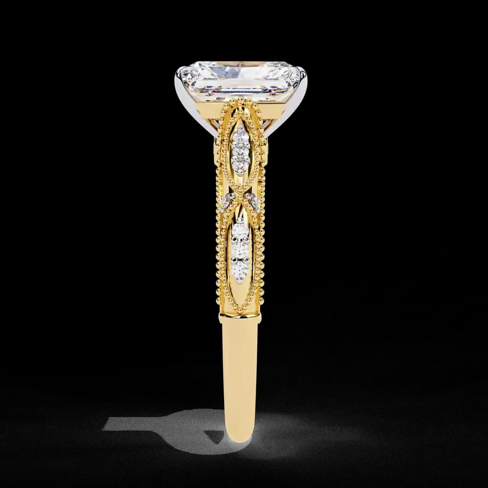 Radiant Milgrain Detail Lab Grown Diamond Ring - Image 3 Radiant Milgrain Detail Lab Grown Diamond Ring, view 3 of 12