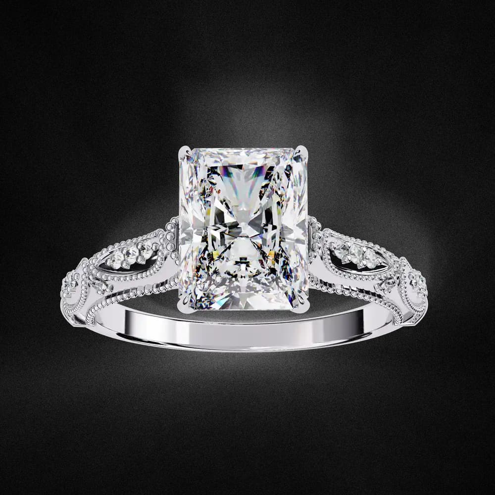 Radiant Milgrain Detail Lab Grown Diamond Ring - Image 5 Radiant Milgrain Detail Lab Grown Diamond Ring, view 5 of 12