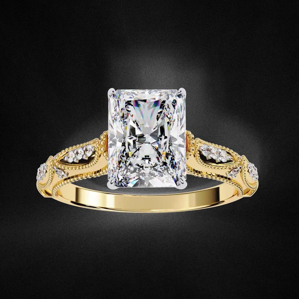 Radiant Milgrain Detail Lab Grown Diamond Ring - Image 7 Radiant Milgrain Detail Lab Grown Diamond Ring, view 7 of 12