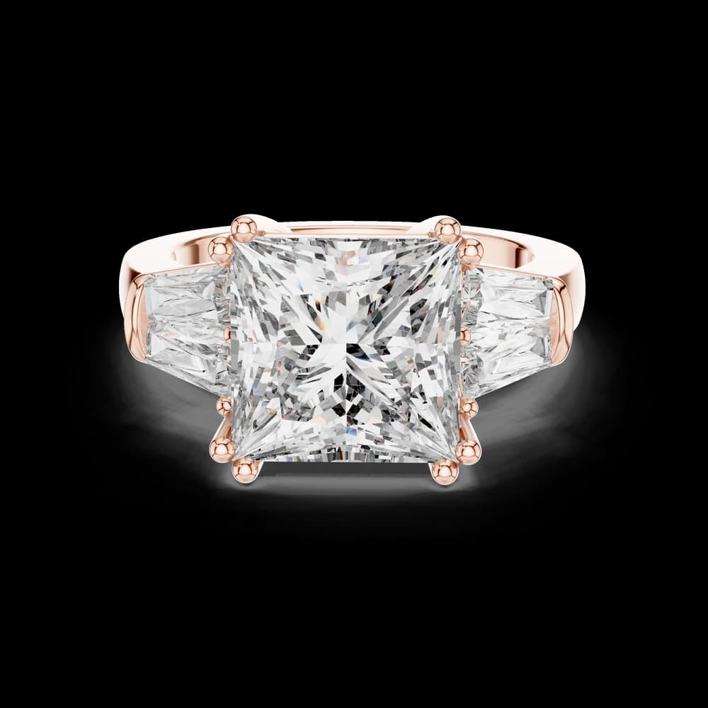Three Stone Princess Cut Lab Grown Ring - Image 1 Three Stone Princess Cut Lab Grown Ring, view 1 of 3