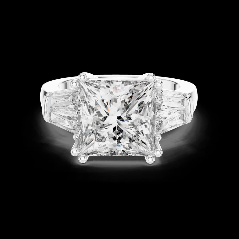 Three Stone Princess Cut Lab Grown Ring - Image 2 Three Stone Princess Cut Lab Grown Ring, view 2 of 3