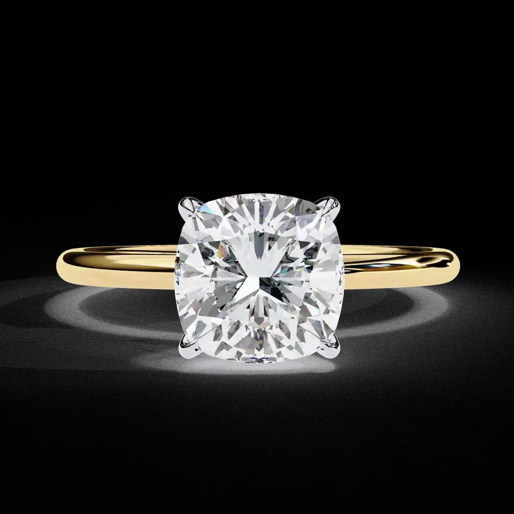 Elegant Cushion Cut Solitaire Lab Grown Diamond Ring - Image 1 Elegant Cushion Cut Solitaire Lab Grown Diamond Ring, view 1 of 14