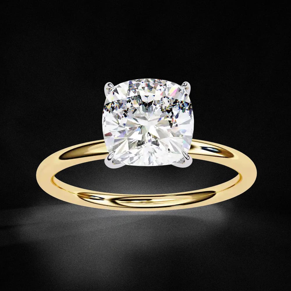 Elegant Cushion Cut Solitaire Lab Grown Diamond Ring - Image 10 Elegant Cushion Cut Solitaire Lab Grown Diamond Ring, view 10 of 14