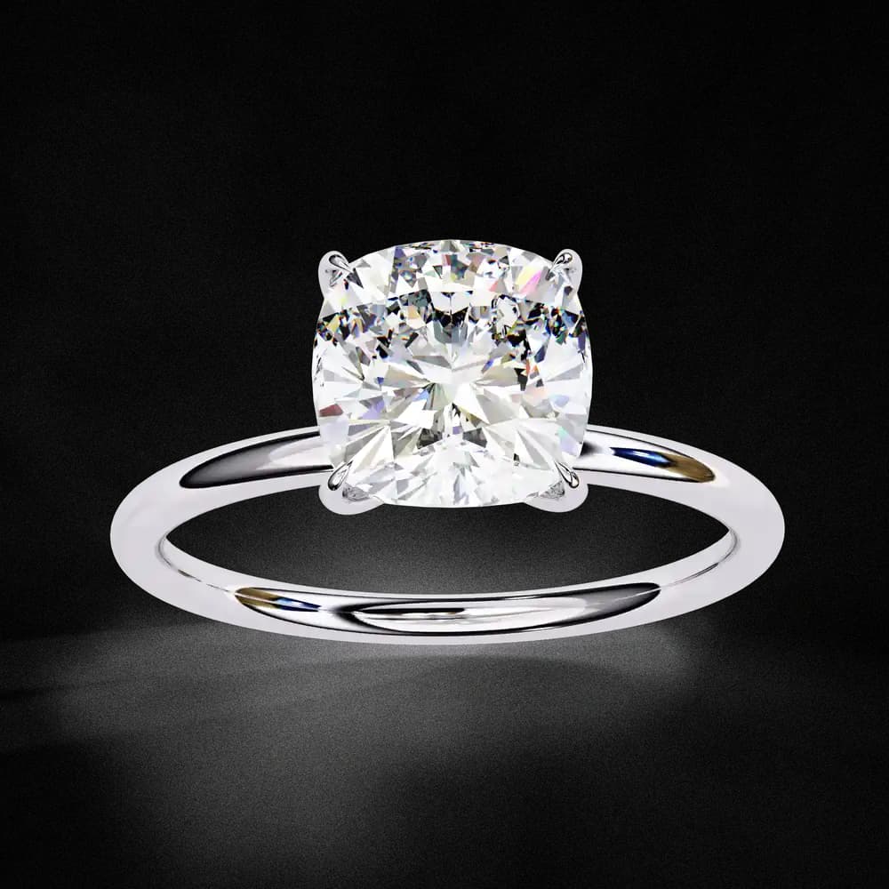 Elegant Cushion Cut Solitaire Lab Grown Diamond Ring - Image 11 Elegant Cushion Cut Solitaire Lab Grown Diamond Ring, view 11 of 14