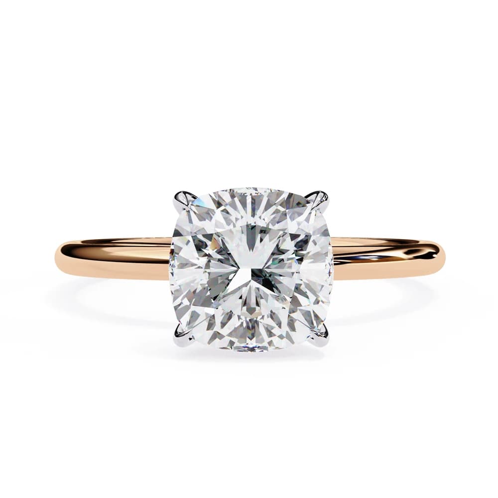 Elegant Cushion Cut Solitaire Lab Grown Diamond Ring - Image 12 Elegant Cushion Cut Solitaire Lab Grown Diamond Ring, view 12 of 14