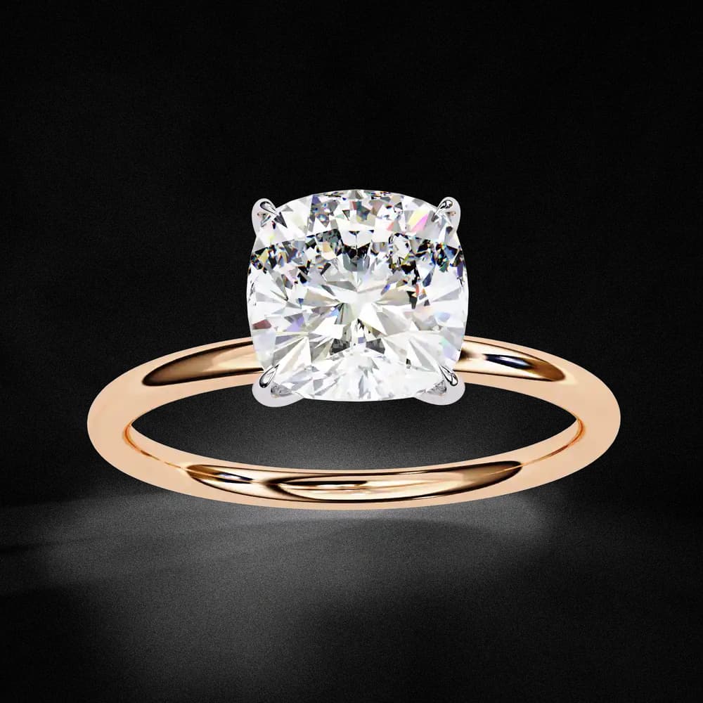 Elegant Cushion Cut Solitaire Lab Grown Diamond Ring - Image 4 Elegant Cushion Cut Solitaire Lab Grown Diamond Ring, view 4 of 14