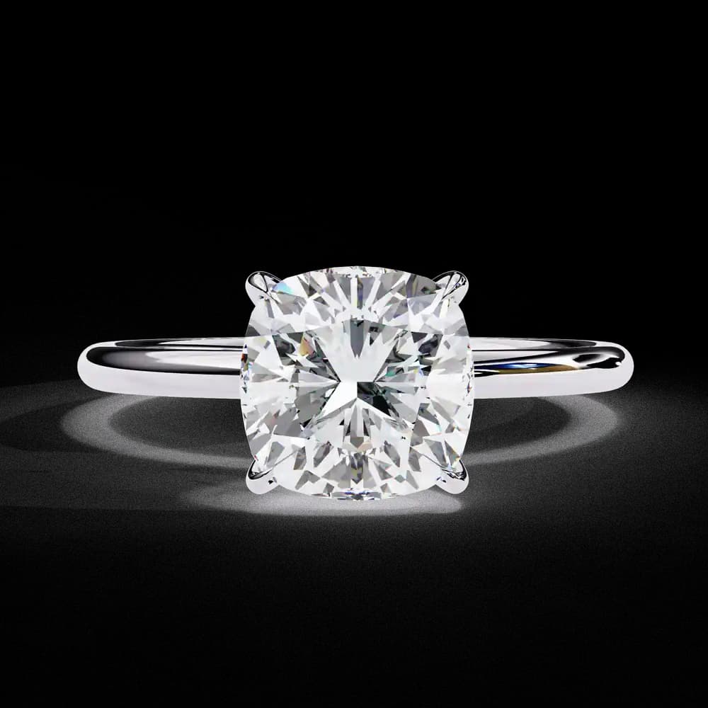Elegant Cushion Cut Solitaire Lab Grown Diamond Ring - Image 5 Elegant Cushion Cut Solitaire Lab Grown Diamond Ring, view 5 of 14