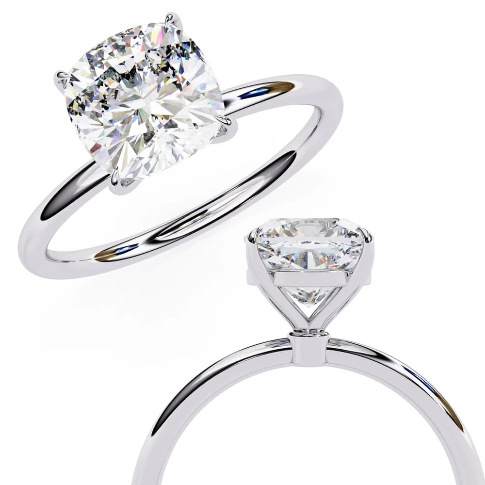 Elegant Cushion Cut Solitaire Lab Grown Diamond Ring - Image 7 Elegant Cushion Cut Solitaire Lab Grown Diamond Ring, view 7 of 14