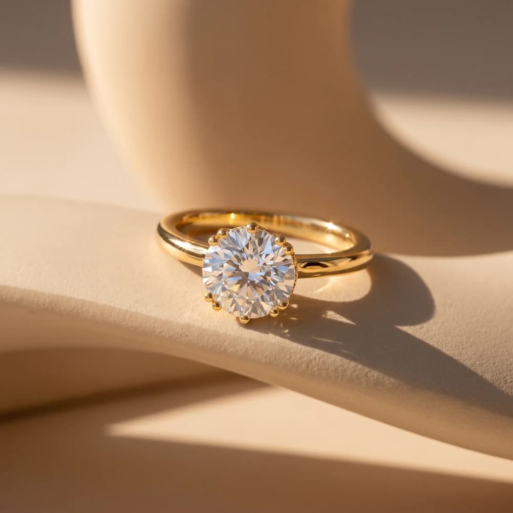 Multi Prong Round Hidden Halo Lab Grown Diamond Ring - Image 2 Multi Prong Round Hidden Halo Lab Grown Diamond Ring, view 2 of 8