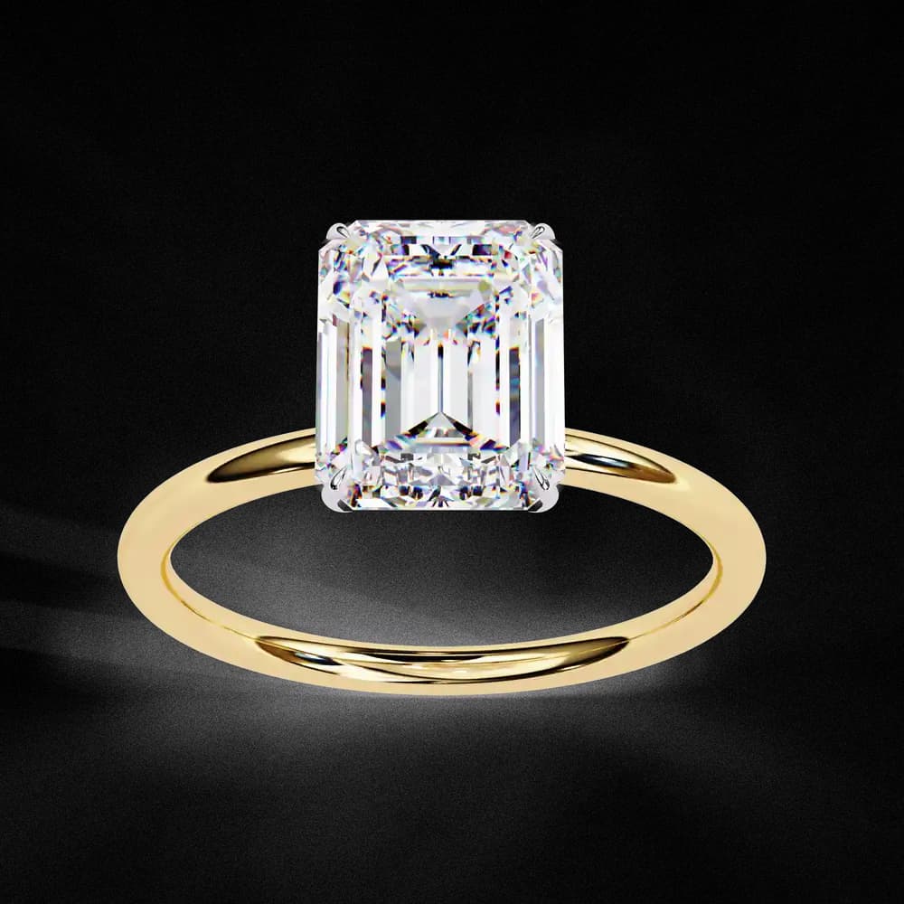 Elegant Emerald Cut Solitaire Lab Grown Diamond Ring - Image 2 Elegant Emerald Cut Solitaire Lab Grown Diamond Ring, view 2 of 13