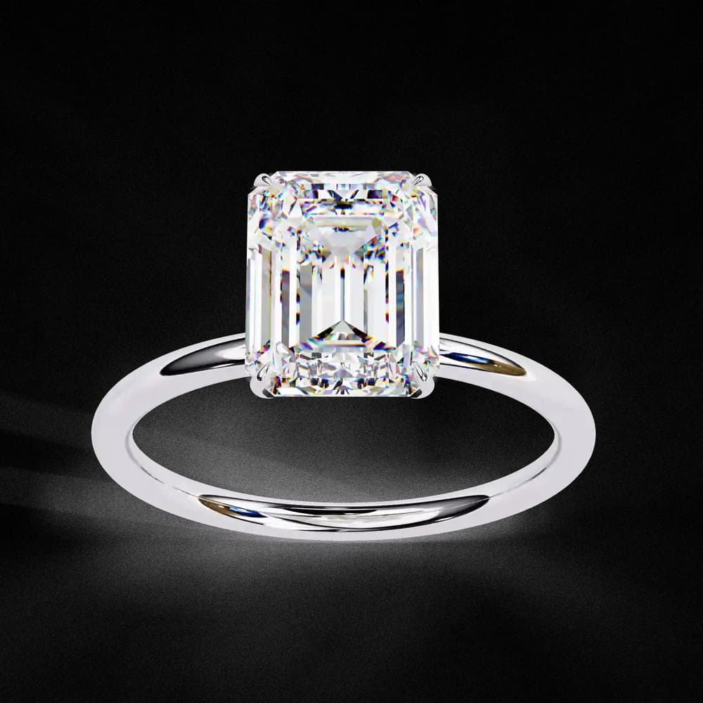 Elegant Emerald Cut Solitaire Lab Grown Diamond Ring - Image 5 Elegant Emerald Cut Solitaire Lab Grown Diamond Ring, view 5 of 13