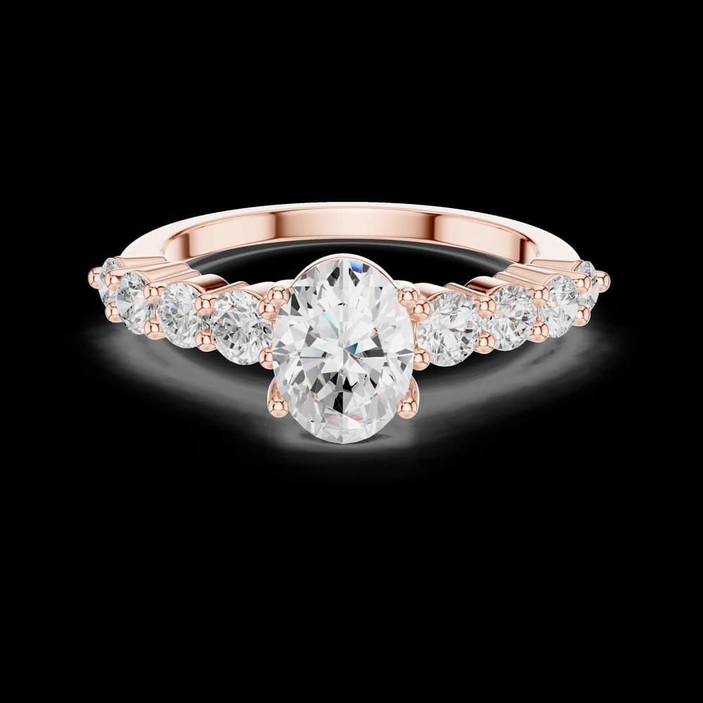 Oval Cut Round Accent Lab Grown Ring - Image 1 Oval Cut Round Accent Lab Grown Ring, view 1 of 6