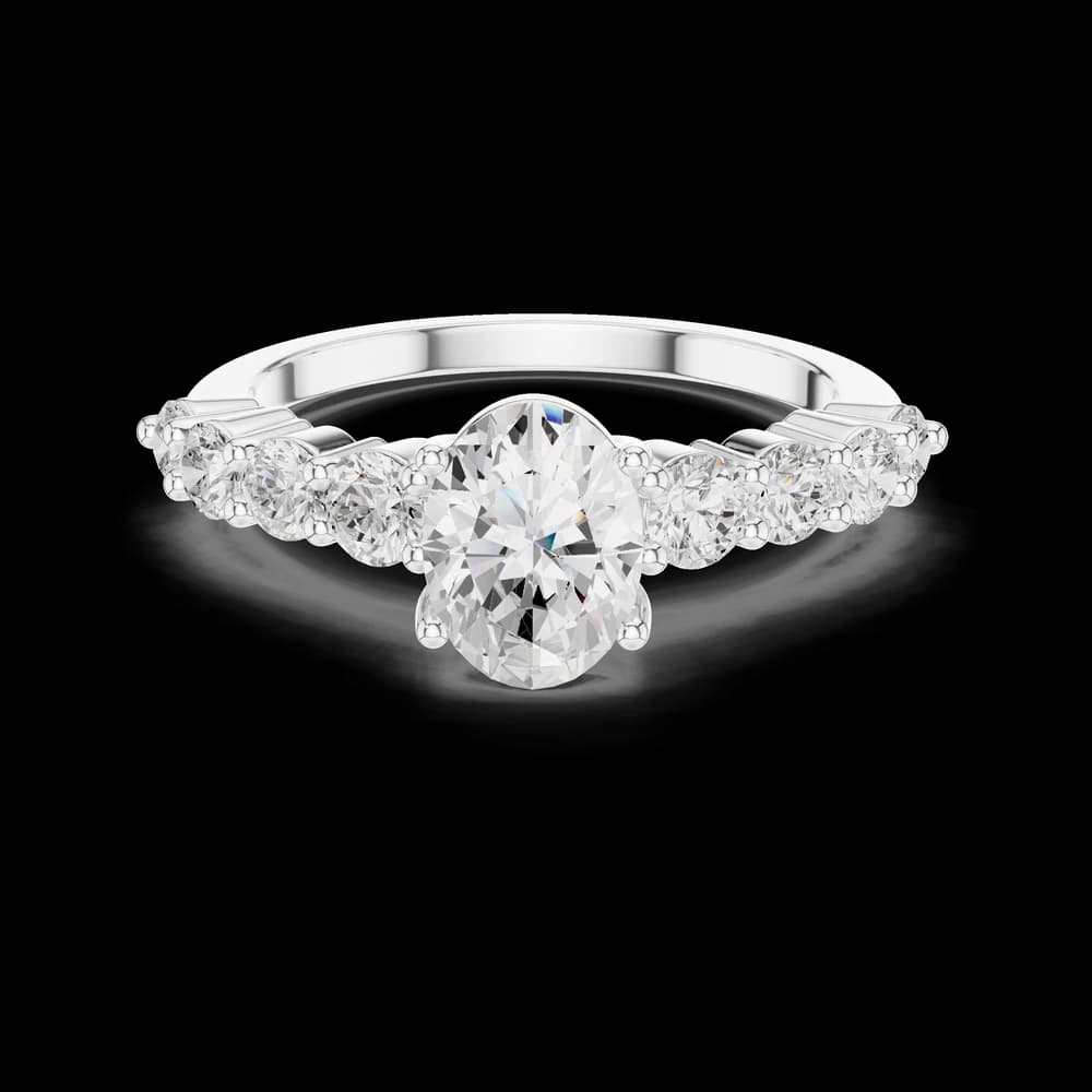 Oval Cut Round Accent Lab Grown Ring - Image 2 Oval Cut Round Accent Lab Grown Ring, view 2 of 6